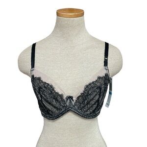 Paramour Amber Bra Women's 34D Black Pink NWT Lace Underwire
